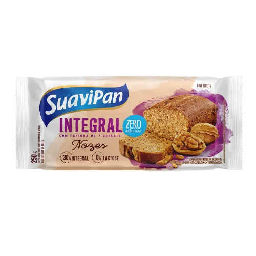 BOLO INTEGRAL 7 CEREAIS ZERO AÇUCAR ZERO LACTOSE SUAVIPAN 250G